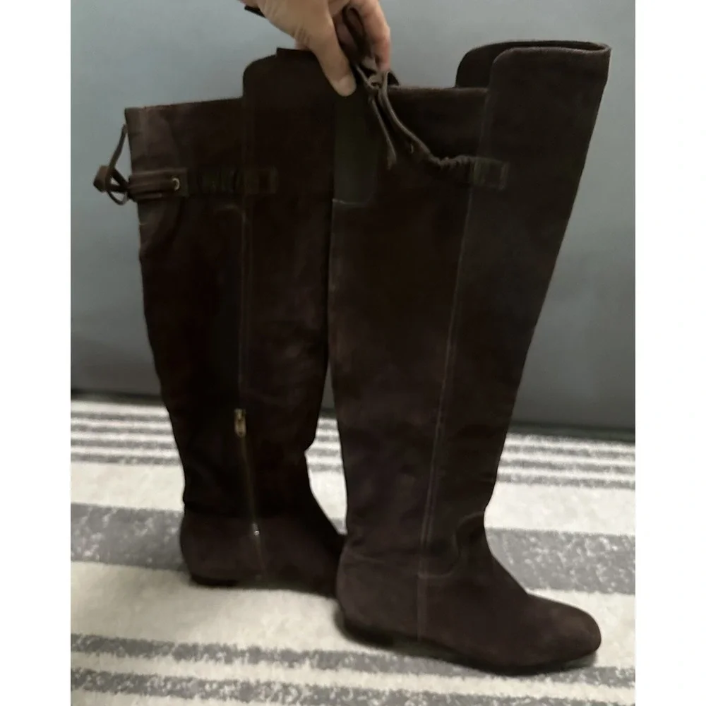 Joan & David thigh high suede boots‎ brown Women's Size 8 New